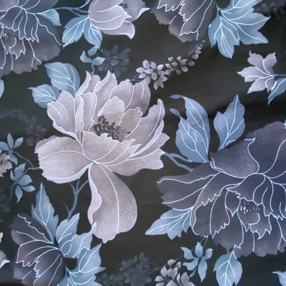 Y2K 90s VENUS Black Blue Floral Sheer Chiffon Maxi Skirt Fairy Grunge L - Picture 7 of 14